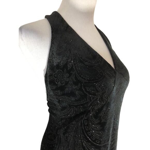 City Triangles Evening Halter Dress Column Velvet Glitter Backless Black Small - Picture 8 of 10